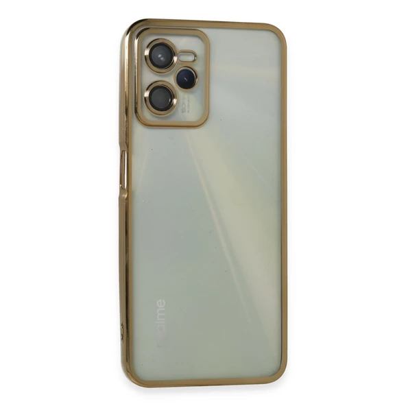 Realme C35 Uyumlu Kılıf Kamera Korumalı Lensli Silikon - Gold ürün görseli 1