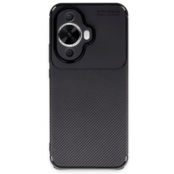 Huawei Nova 12s Uyumlu Kılıf Auto Focus Karbon Kapak - Siyah ürün görseli 1