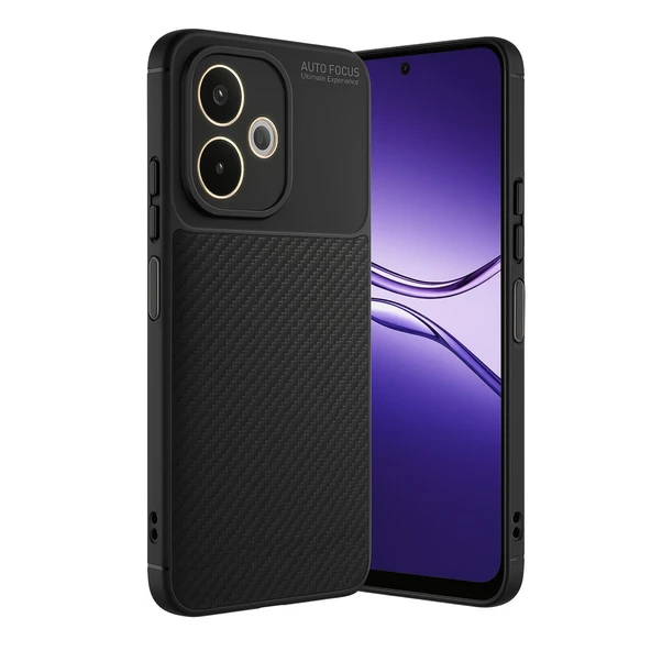 Oppo A5 Pro 4g Uyumlu Kılıf Auto Focus Karbon Kapak - Siyah ürün görseli 1