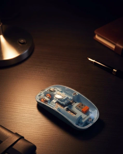 800 1600 DPI Ayarlanabilir Mavi Kablosuz Mouse Pilli ürün görseli 1