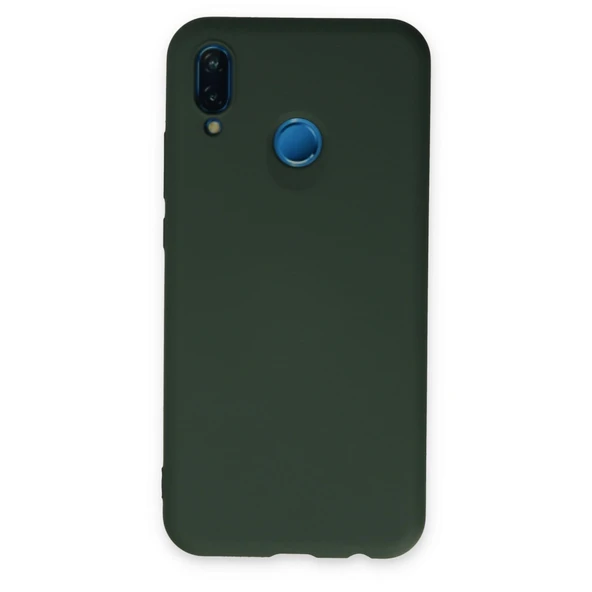Huawei P20 Lite Uyumlu Kılıf Nano İçi Kadife Silikon - Koyu Yeşil ürün görseli 1