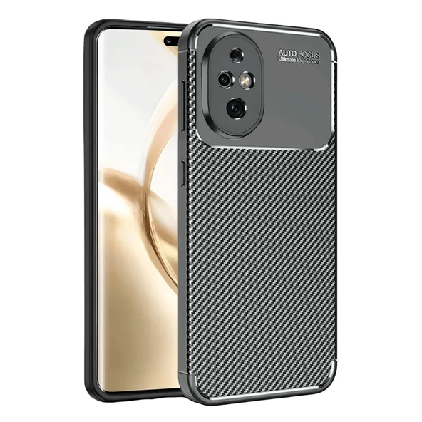 Honor 200 Uyumlu Kılıf Auto Focus Karbon Kapak - Siyah ürün görseli 1