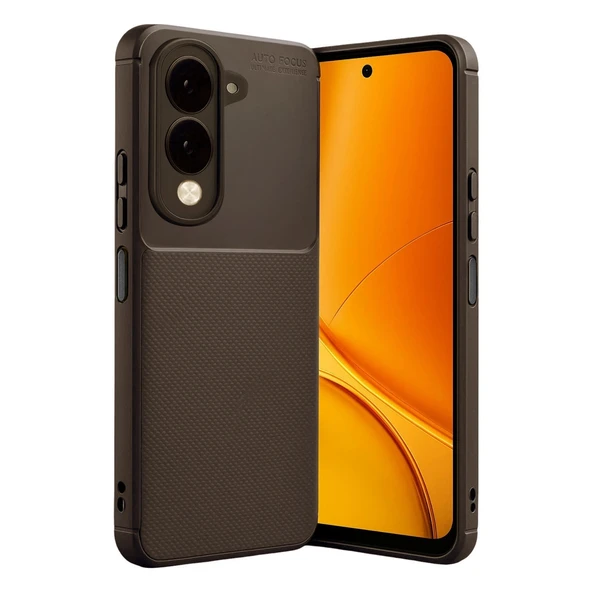 Vivo Y29s Uyumlu Auto Focus Karbon Kapak - Kahverengi ürün görseli 1