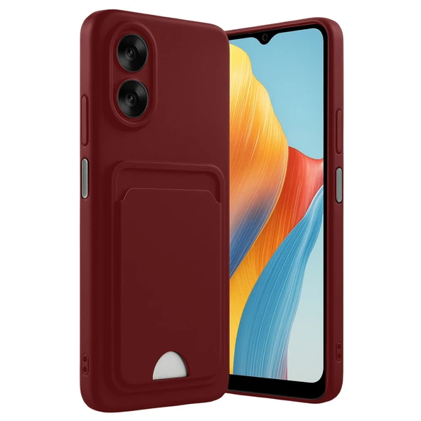 Oppo A38 Uyumlu Kılıf Kelvin Kartvizitli Silikon - Bordo ürün görseli 1
