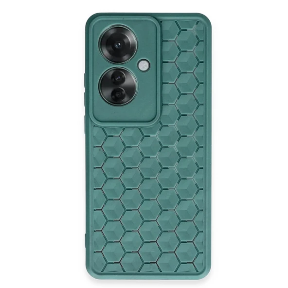 Oppo Reno 11f Uyumlu Kılıf Petek Silikon Kapak - Koyu Yeşil ürün görseli 1
