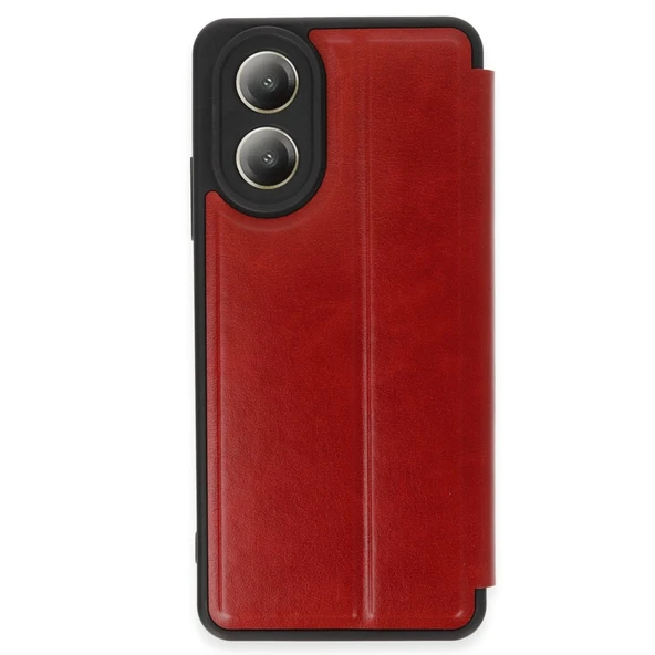 Oppo A38 Uyumlu Kılıf Flip Cover - Kırmızı ürün görseli 1
