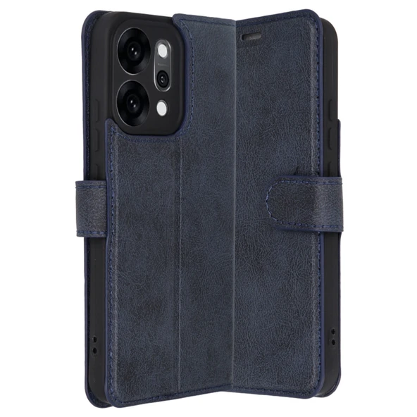 Oppo Reno 14 Uyumlu Trend S Plus Kapaklı Kılıf - Lacivert ürün görseli 1