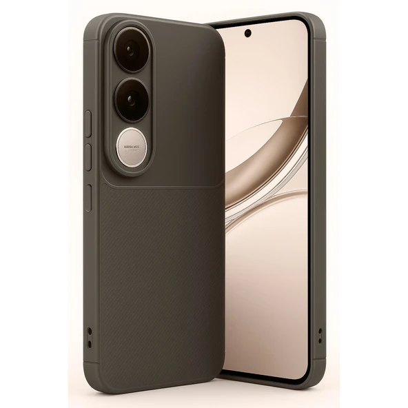 Vivo V50 Lite 4g Uyumlu Auto Focus Karbon Kapak - Kahverengi ürün görseli 1