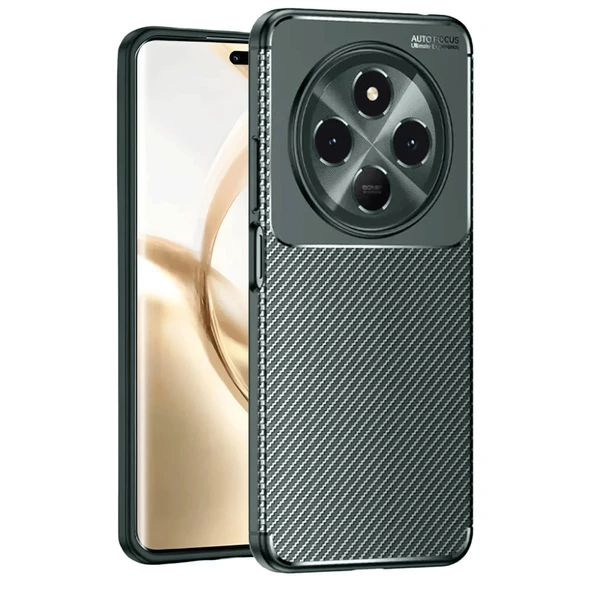 Tecno Spark 30c Uyumlu Kılıf Auto Focus Karbon Kapak - Koyu Yeşil ürün görseli 1