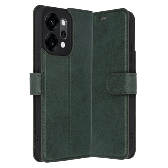 Oppo Reno 14 Uyumlu Trend S Plus Kapaklı Kılıf - Yeşil ürün görseli 1