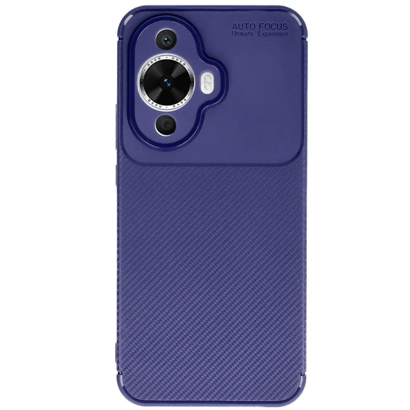 Huawei Nova 12s Uyumlu Kılıf Auto Focus Karbon Kapak - Lacivert ürün görseli 1