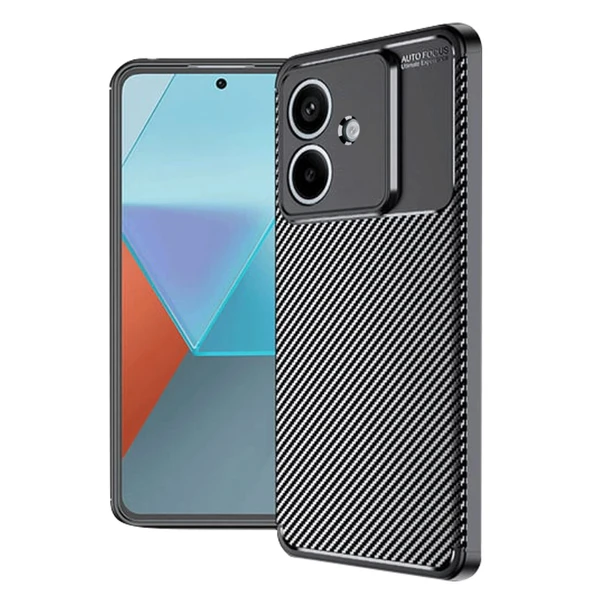 Oppo A3 Uyumlu Kılıf Auto Focus Karbon Kapak - Siyah ürün görseli 1