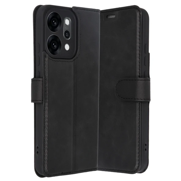 Oppo Reno 14 Uyumlu Trend S Plus Kapaklı Kılıf - Siyah ürün görseli 1