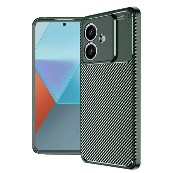 Oppo A3 Uyumlu Kılıf Auto Focus Karbon Kapak - Koyu Yeşil ürün görseli 1