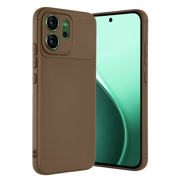 Oppo Reno 14f Uyumlu Auto Focus Karbon Kapak - Kahverengi ürün görseli 1