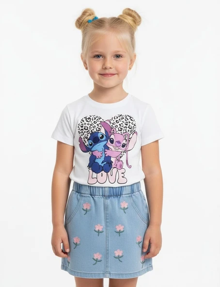 Stitch Kız Çocuk Tişört - Resim 4