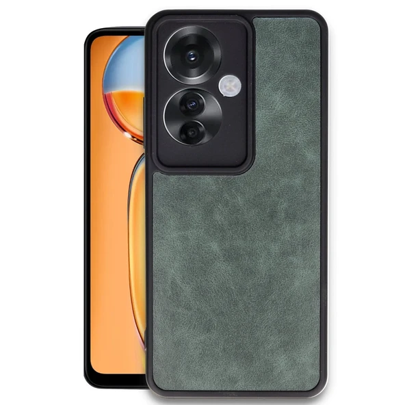 Oppo Reno 11f Uyumlu Kılıf Aras Deri Kapak - Koyu Yeşil ürün görseli 1