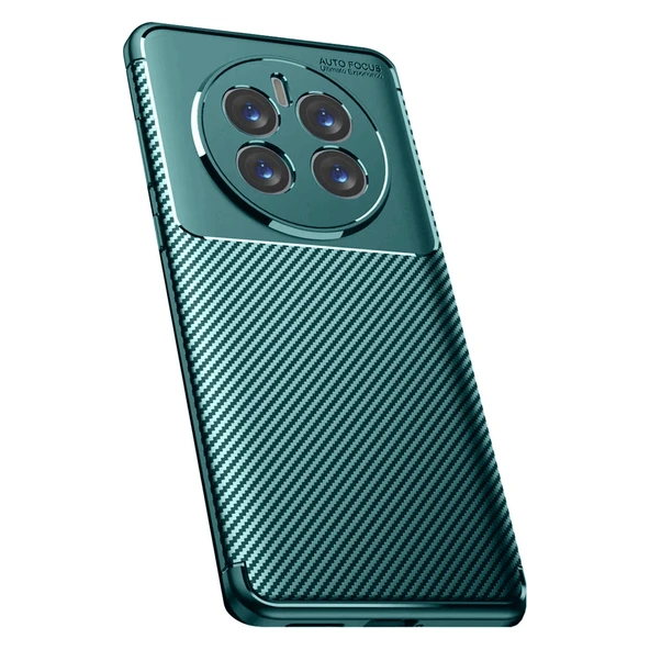 Realme 12 Pro Plus Uyumlu Kılıf Auto Focus Karbon Kapak - Koyu Yeşil ürün görseli 1