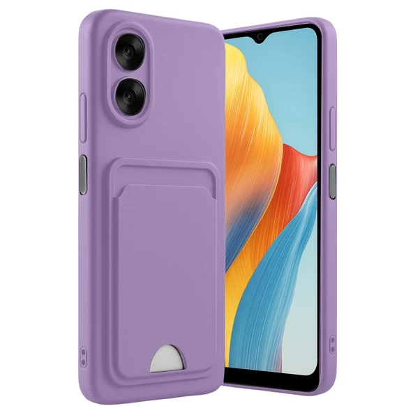 Oppo A38 Uyumlu Kılıf Kelvin Kartvizitli Silikon - Lila ürün görseli 1