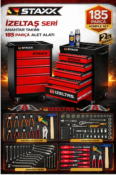 PTTAVM: Staxx 5 Çekmeceli Alet Dolabı 185 Parça İçi Dolu EVA Takım