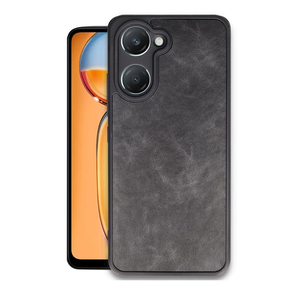 Vivo Y18 Uyumlu Kılıf Aras Deri Kapak - Siyah ürün görseli 1
