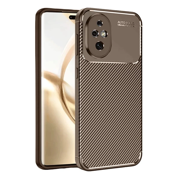 Honor 200 Uyumlu Kılıf Auto Focus Karbon Kapak - Kahverengi ürün görseli 1