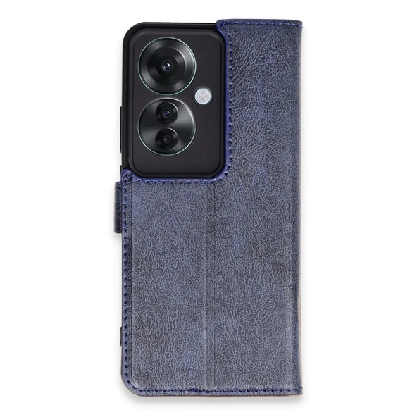 Oppo Reno 11f Uyumlu Kılıf Trend S Plus Kapaklı Kılıf - Lacivert ürün görseli 1