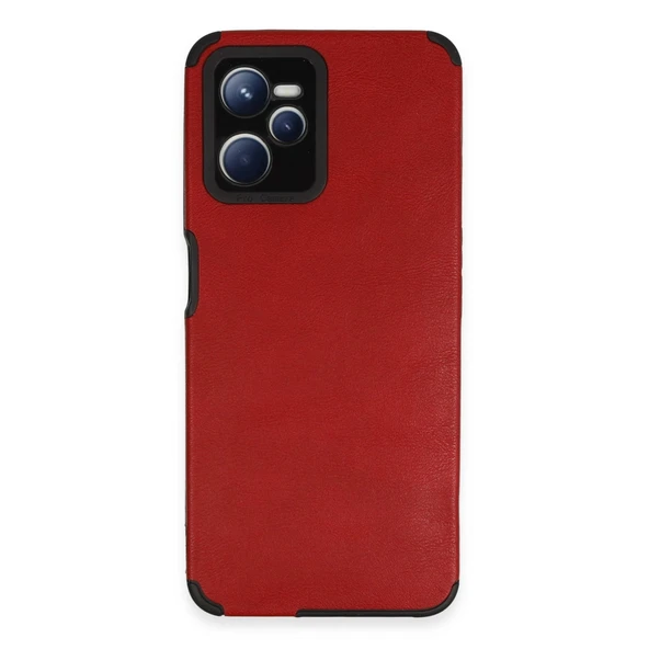 Realme C35 Uyumlu Kılıf Loop Deri Silikon - Kırmızı ürün görseli 1