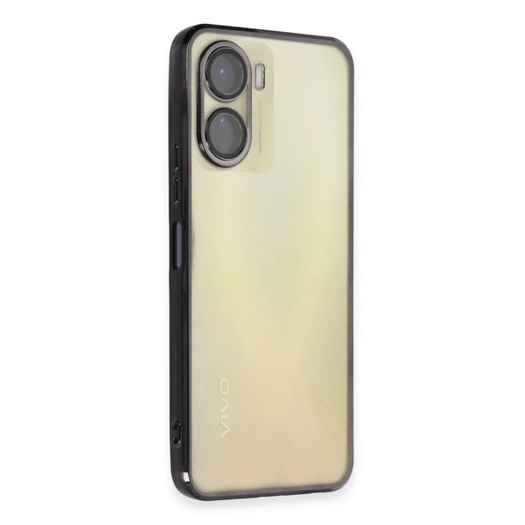 Vivo Y16 Uyumlu Kılıf Kamera Korumalı Lensli Silikon - Siyah ürün görseli 1