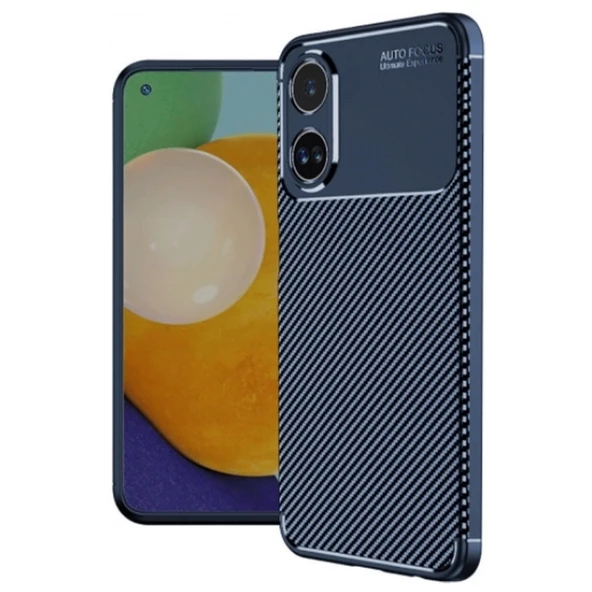 Oppo A38 Uyumlu Kılıf Auto Focus Karbon Kapak - Lacivert ürün görseli 1