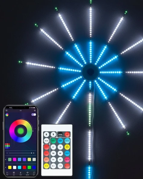 RGB LED Duvar Dekoru Sökülebilir Kollu Havai Fişek Işık Sistemi ürün görseli 1