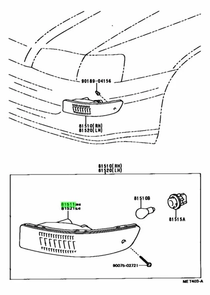 Toyota Carina Ön Sinyal Sağ 1993-1997 (Oem No:  8151120650) ürün görseli 1