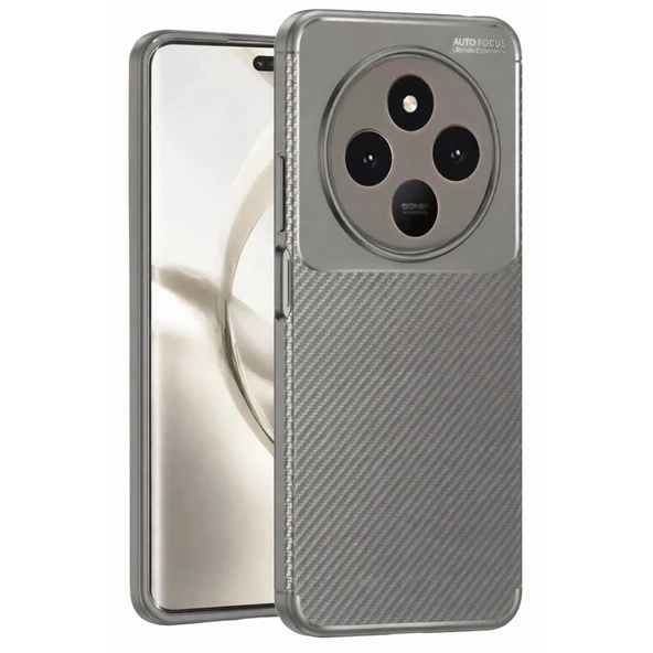 Tecno Spark 30 Uyumlu Kılıf Auto Focus Karbon Kapak - Gri ürün görseli 1