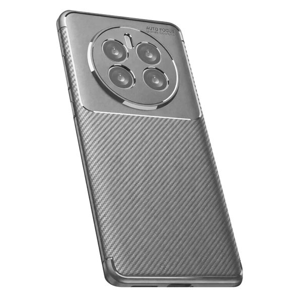 Realme 12 Pro Plus Uyumlu Kılıf Auto Focus Karbon Kapak - Gri ürün görseli 1