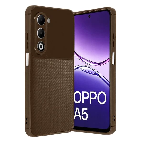 Oppo A5 4g Uyumlu Auto Focus Karbon Kapak - Kahverengi ürün görseli 1
