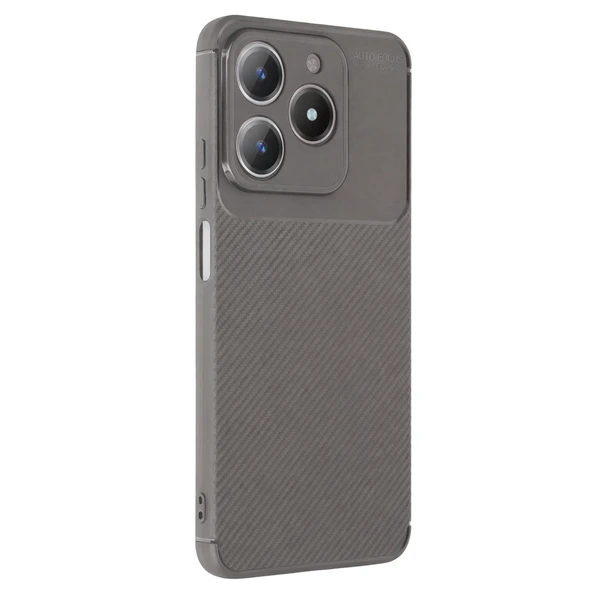 Realme C61 Uyumlu Kılıf Auto Focus Karbon Kapak - Gri ürün görseli 1