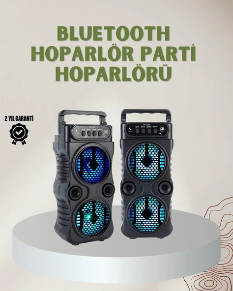 1200 mAh Şarjlı LED Işıklı Bluetooth Hoparlör – FM Radyolu, Hafıza Kart Destekli ürün görseli 1