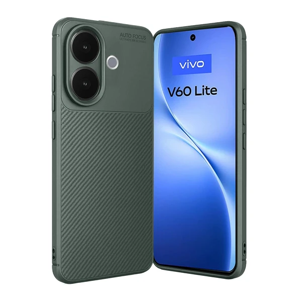 Vivo V60 Lite Uyumlu Auto Focus Karbon Kapak - Koyu Yeşil ürün görseli 1