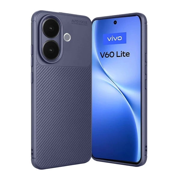 Vivo V60 Lite Uyumlu Auto Focus Karbon Kapak - Lacivert ürün görseli 1