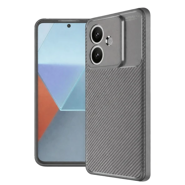 Oppo A3 Uyumlu Kılıf Auto Focus Karbon Kapak - Gri ürün görseli 1