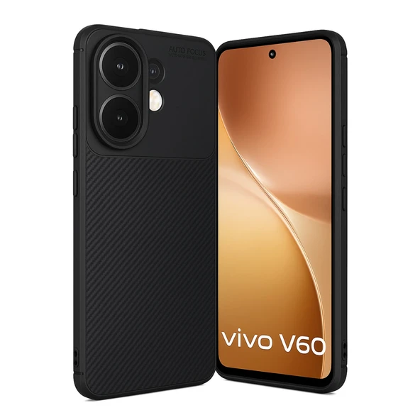 Vivo V60 5g Uyumlu Auto Focus Karbon Kapak - Siyah ürün görseli 1