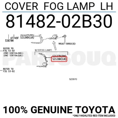 Toyota Corolla 201822 Ön Sis Lamba Kapağı Sol  (Oem No:  81482-02B30) ürün görseli 1