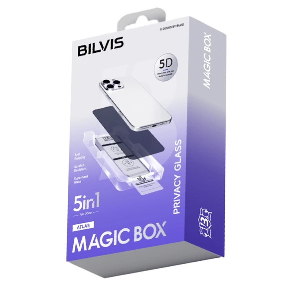 iPhone 17 Uyumlu Bilvis 5in1 5d Magic Hayalet Cam Ekran Koruyucu - Siyah ürün görseli 1