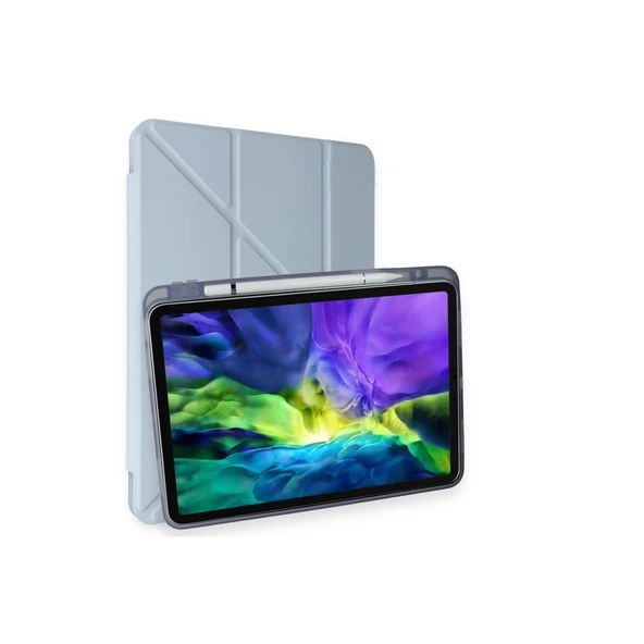 iPad Pro 11 (2024) Uyumlu Kılıf Kalemlikli Mars Tablet Kılıfı - Mavi ürün görseli 1