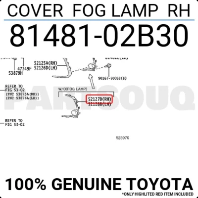 Toyota Corolla 201822 Ön Sis Lamba Kapağı Sağ  (Oem No:  81481-02B30) ürün görseli 1