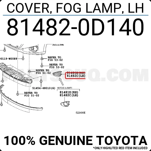 Toyota Yaris Ön Sis Lamba Kapağı Sol 2011- (Oem No:  814820D140) ürün görseli 1