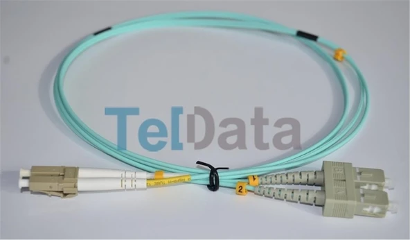 TELDATA TLD-SCLCOM31 SC-UPC-LC-UPC MM DX OM3 1 METRE FIBER OPTIK PATCHCORD ürün görseli 1
