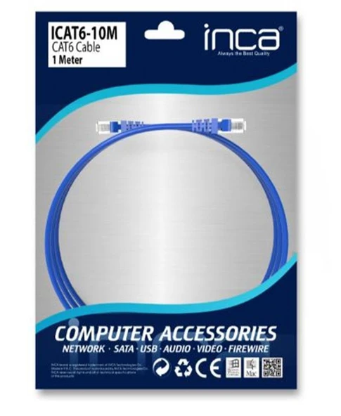 INCA ICAT6- 1MT Cat6  Mavi Kablo ürün görseli 1