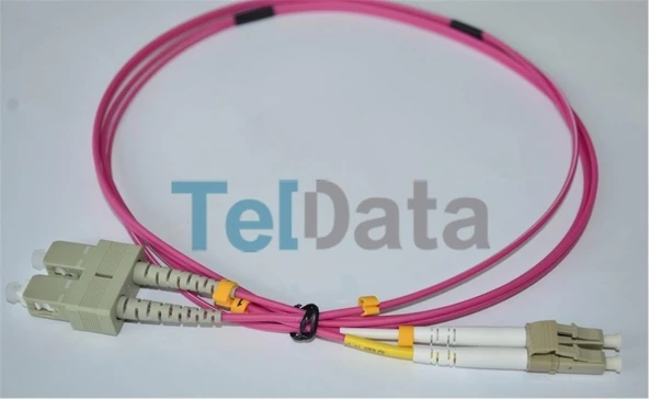 TELDATA TLD-SCLCOM41 SC-UPC-LC-UPC MM DX OM4 1 METRE FIBER OPTIK PATCHCORD ürün görseli 1