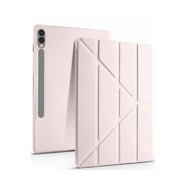 Samsung Galaxy X610 Tab S9 Fe Plus 12.4 Uyumlu Kılıf Kalemlikli Mars Tablet Kılıfı - Rose Gold ürün görseli 1